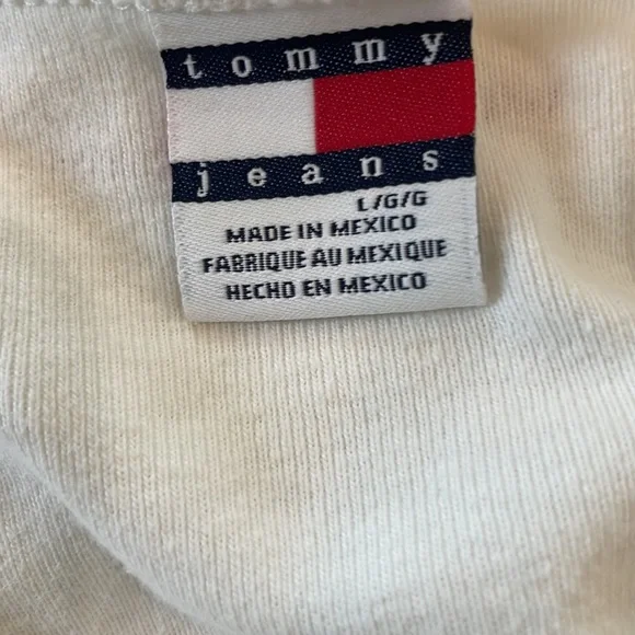 Vtg Tommy jeans Girl top Hilfiger White long sleeve shirt embellished jersey L - Picture 6 of 8